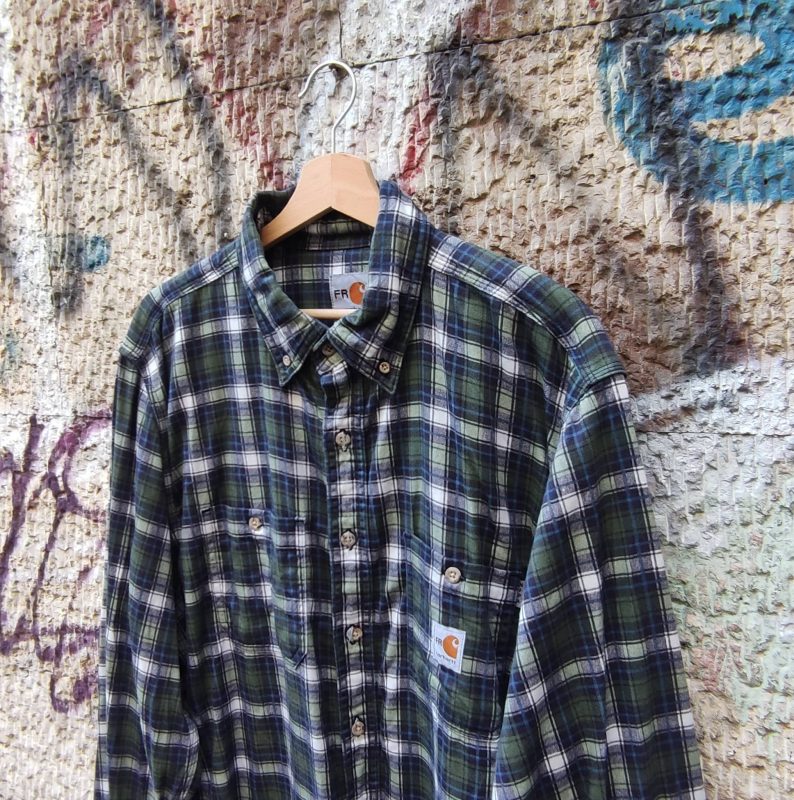 Carhartt Long Sleeve Flannel Check Shirt, Men's Size M cotton black type Vintage Second Hand